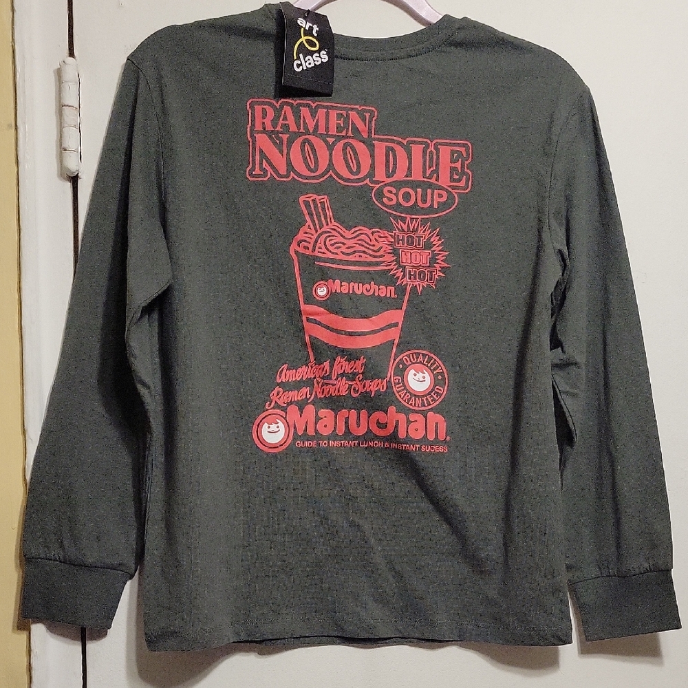 Maruchan Ramen Graphic  Long Sleeve Shirt - Green, By Art Class SZ LG/G (10-12)